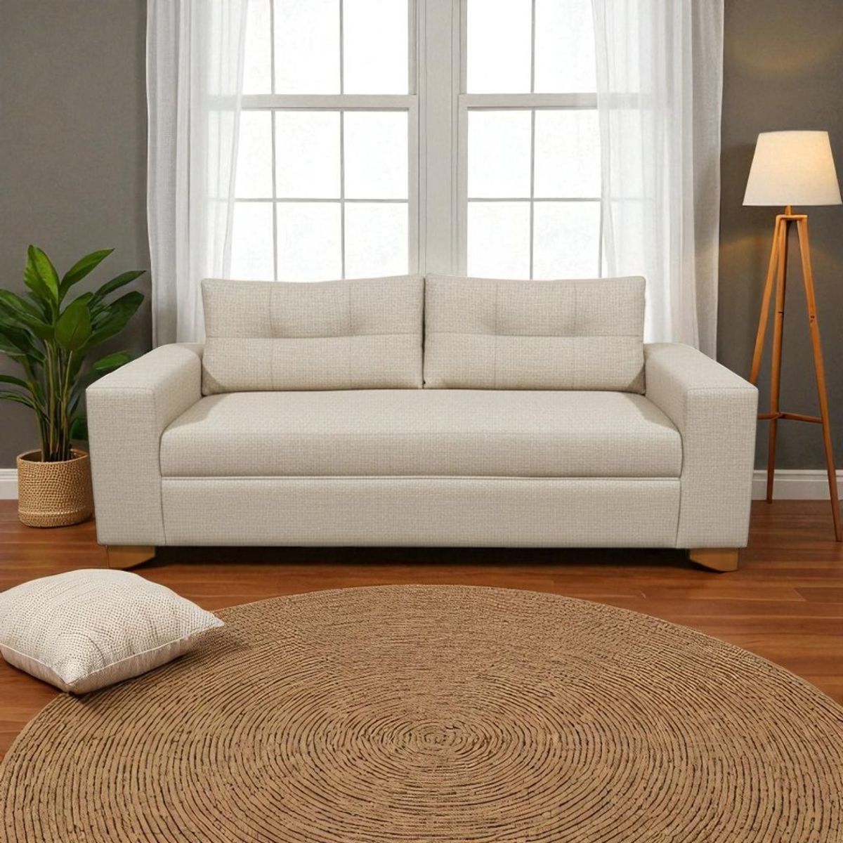 DISEÑOS VALESTRINI - SOFA PARIS DOS CUERPOS LINO BEIGE.