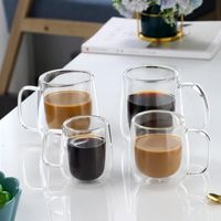 Set 4 Tazas Doble Pared Vidrio 350 ml