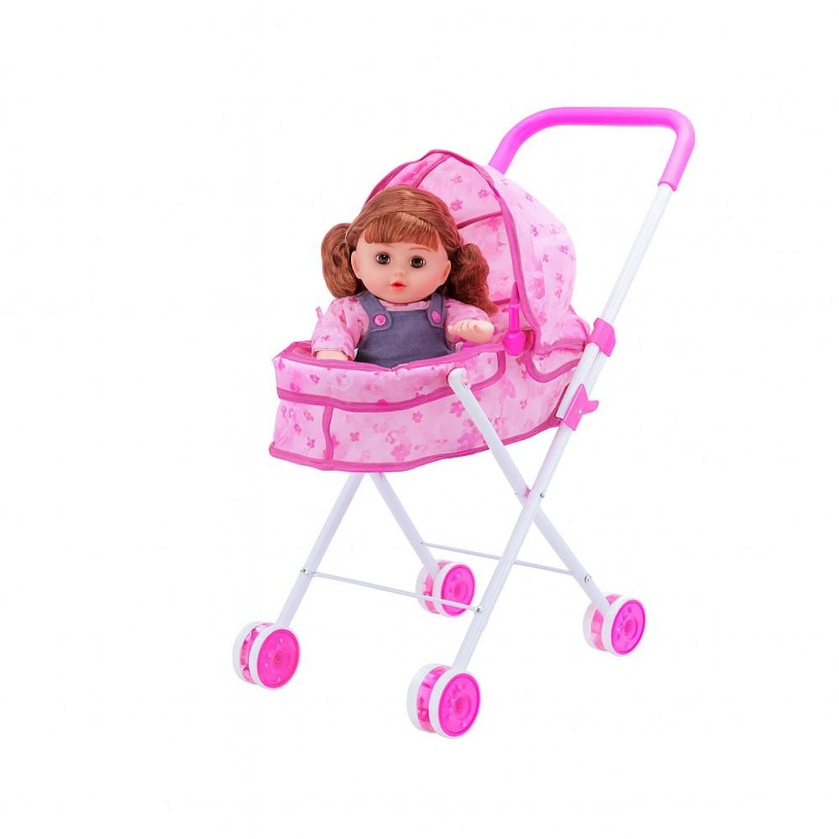 GENERICO - Coche Cuna Metálico De Juguete Con Muñeca Incluida Obsequio Tetero y Poceta