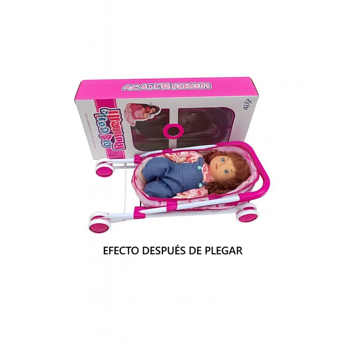 GENERICO - Coche Cuna Metálico De Juguete Con Muñeca Incluida Obsequio Tetero y Poceta