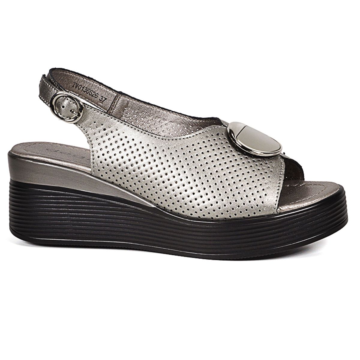 DEGAS - Sandalia Cuero Ayana Plateado DEGAS