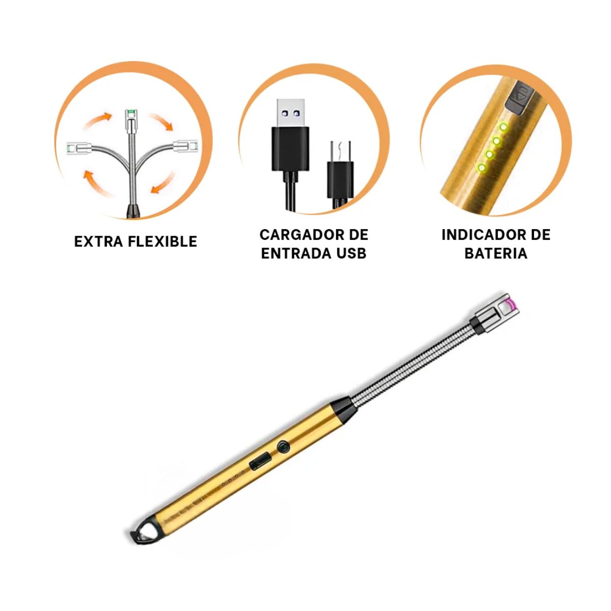 GENERICO - Encendedor Mechero Chispero Electrico Recargable Usb Cocina