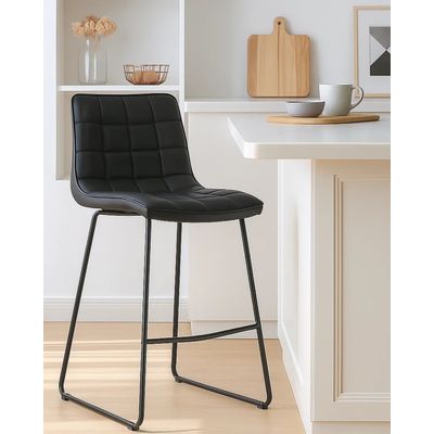 Imagen 2 del producto Pack 2 Taburete Negro de cuero Elegante Blacky 64cm