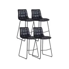 HABITA2 CHILE - Pack 4 Taburete Negro de cuero Elegante Blacky 64cm