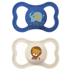 MAM - 2 Chupetes Air con Caja Esterilizadora 6m+ Azul Mate