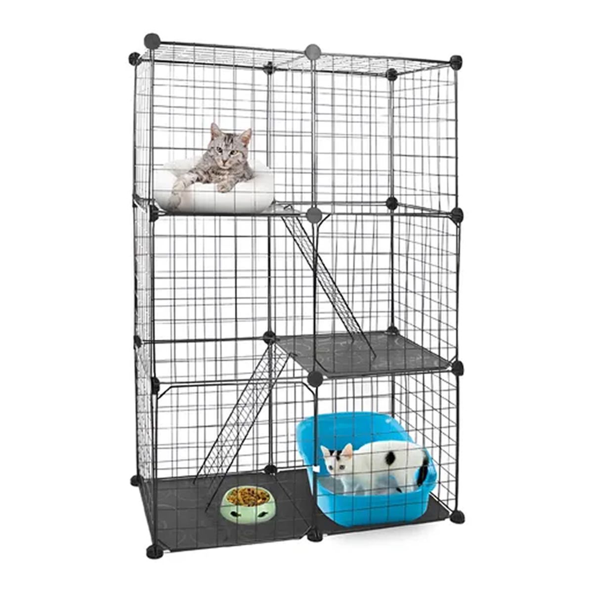 ESHOPANGIE - Jaula Corral Armable De 3 Niveles Para Mascotas 24 Paneles