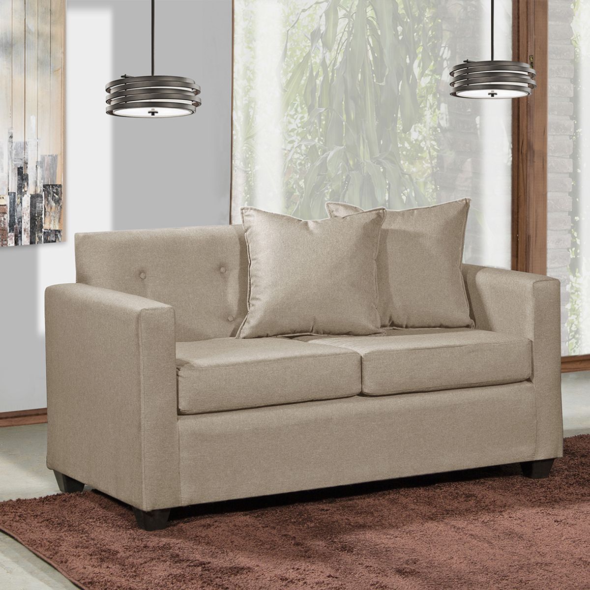 MASEL - Sofá 2c  Gramado tela Beige 130x70x83