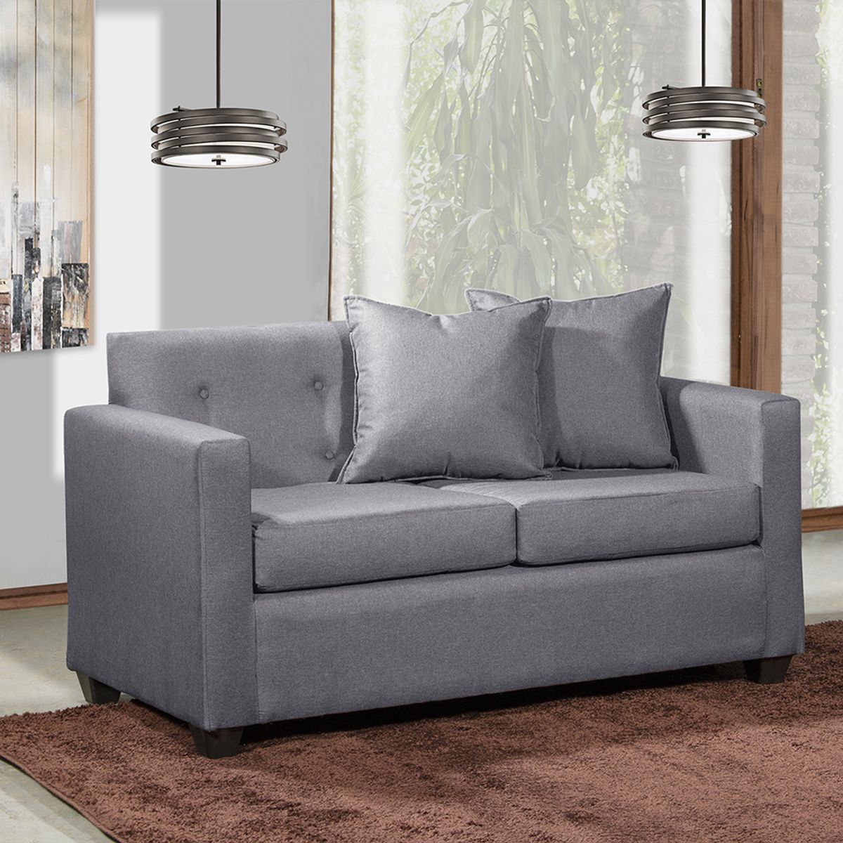 MASEL - Sofá 2c  Gramado tela Gris  130x70x83