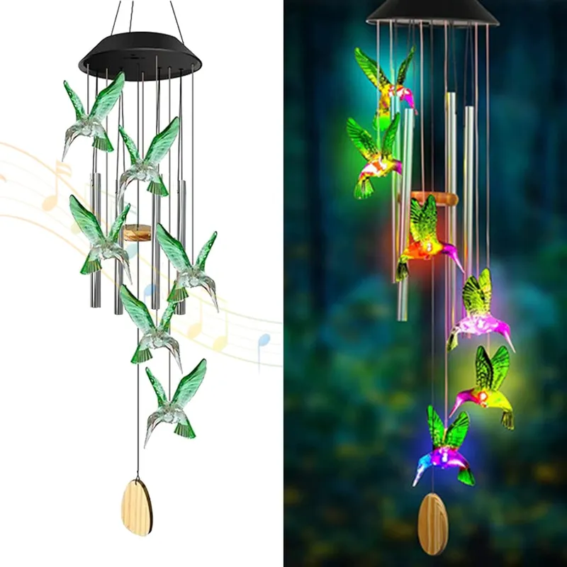 GENERICO - Luces Solares Campana De Viento Con Sonido Colibrí
