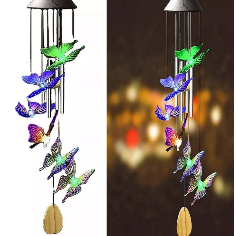 GENERICO - Luces Solares Campana De Viento Con Sonido Mariposa