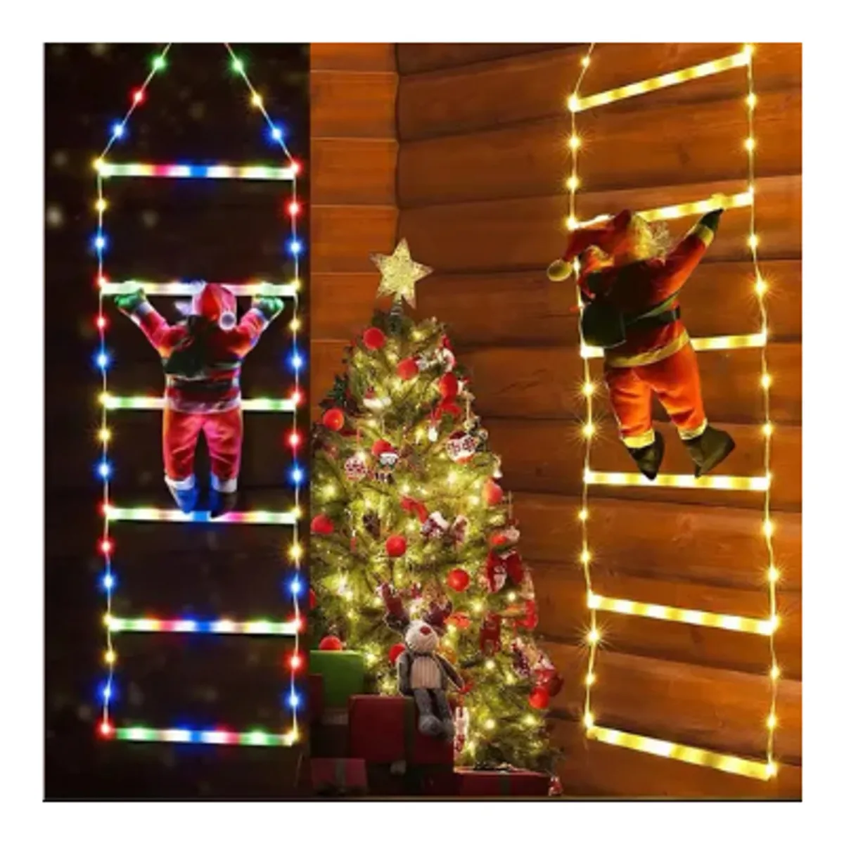 GENERICO - Escalera Led Viejito Pascuero Estrella Multicolor Navidad