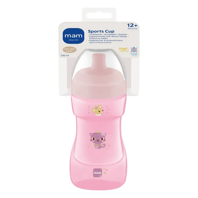 MAM - Vaso Antiderrame Boquilla Dura MAM Sport 12M+ 330 ml Rosado