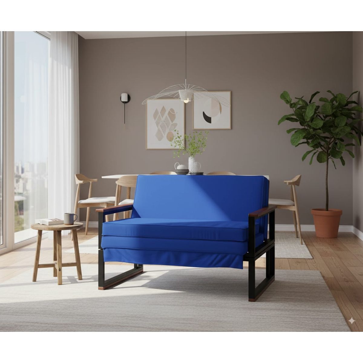RECUTEX - SOFA FUTON FOLK 2PZA AZUL