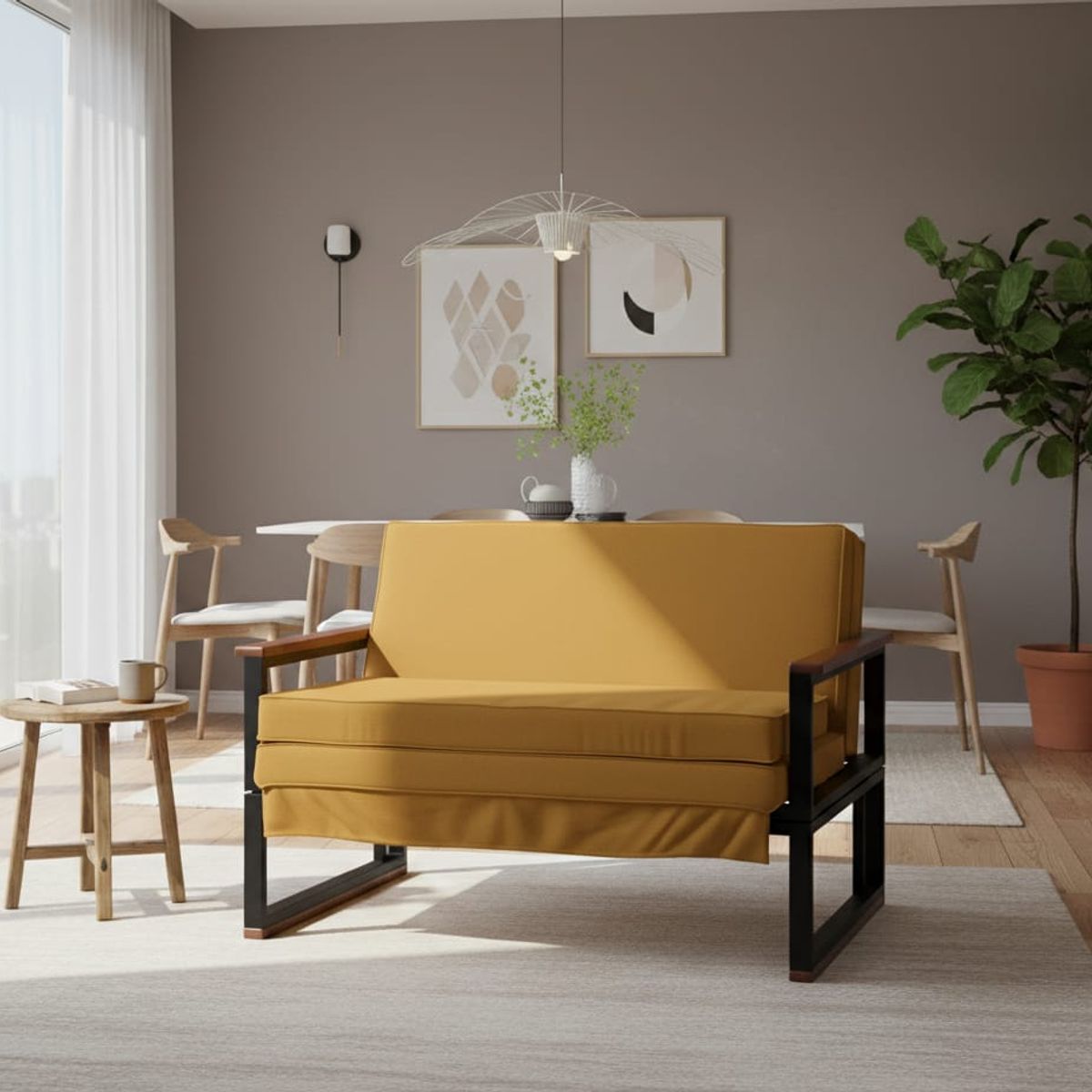 RECUTEX - SOFA FUTON FOLK 2PZA MOSTAZA