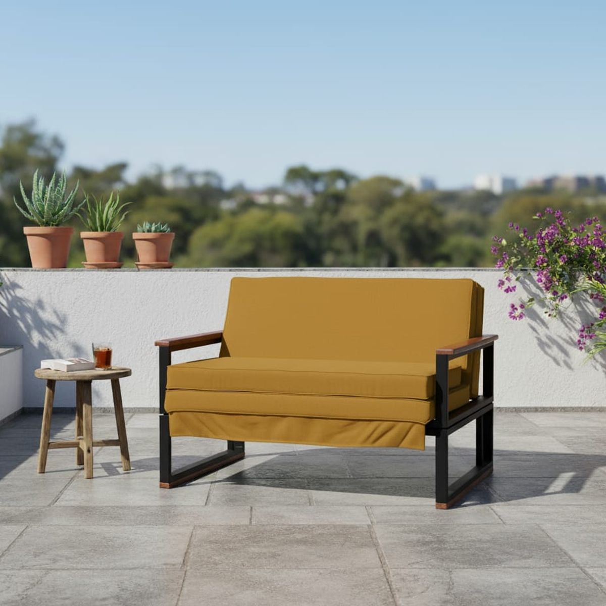 RECUTEX - SOFA FUTON FOLK 2PZA MOSTAZA