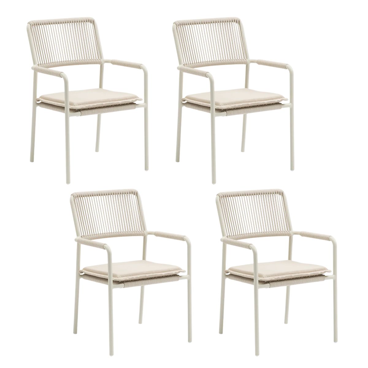 DECO EXTERIOR - 4 Sillas de terraza Aluminio Nara - color Ivory.