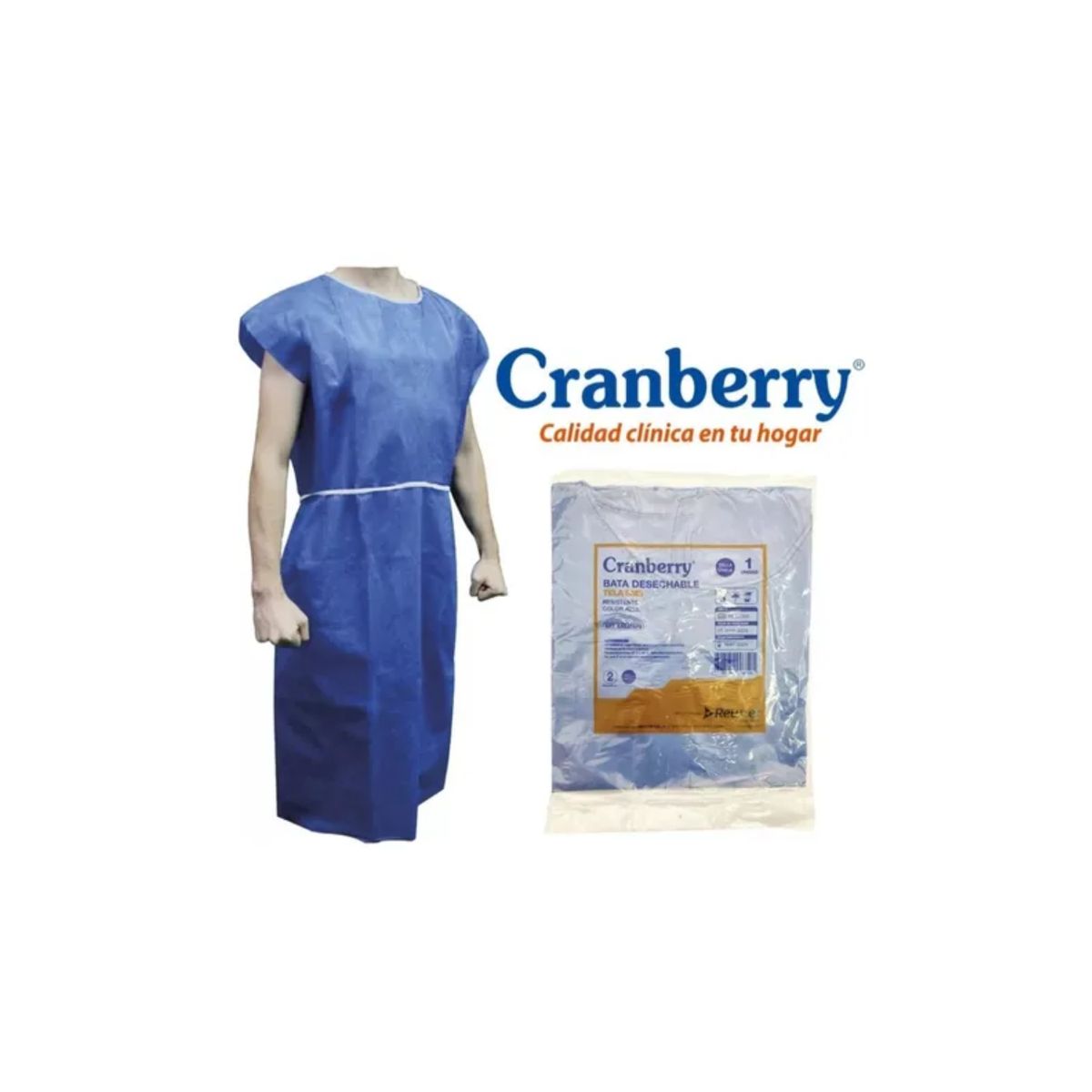 CRANBERRY - Bata Paciente Desechable Sin Manga  Cranberry X 100 unidades