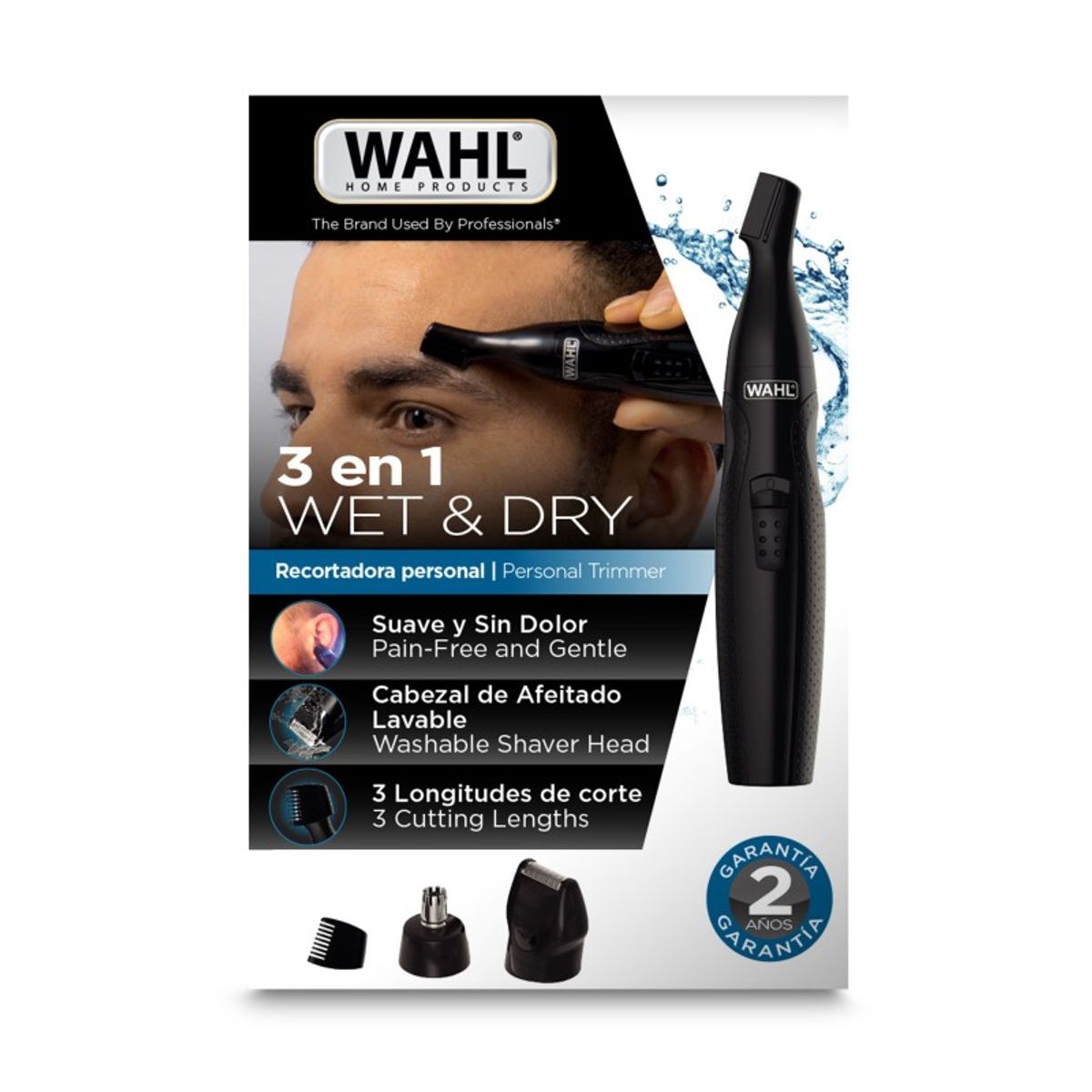 WAHL - Recortadora 3 en 1 Nariz Orejas y Cejas Wet & Dry Wahl Home