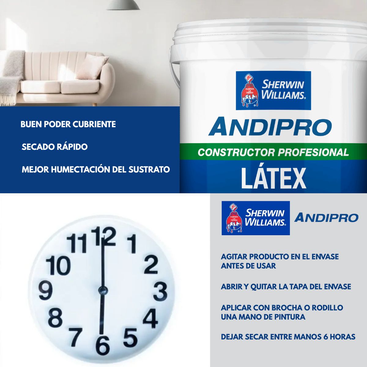 SHERWIN WILLIAMS - Látex Andipro Blanco 4gl Sherwin Williams