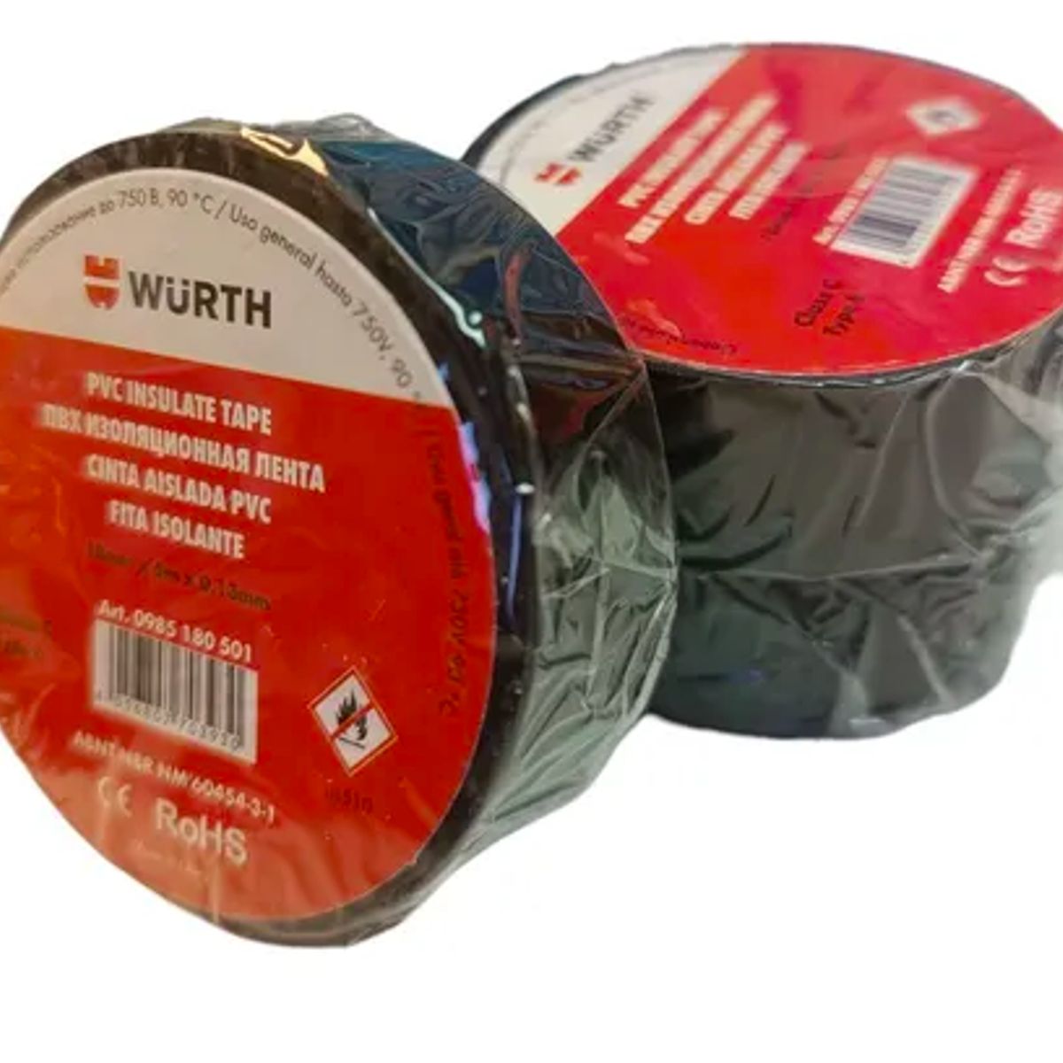 WURTH - Pack x3 Cinta Aislante Aisladora Wurth 18mm 5m 0,13 mm