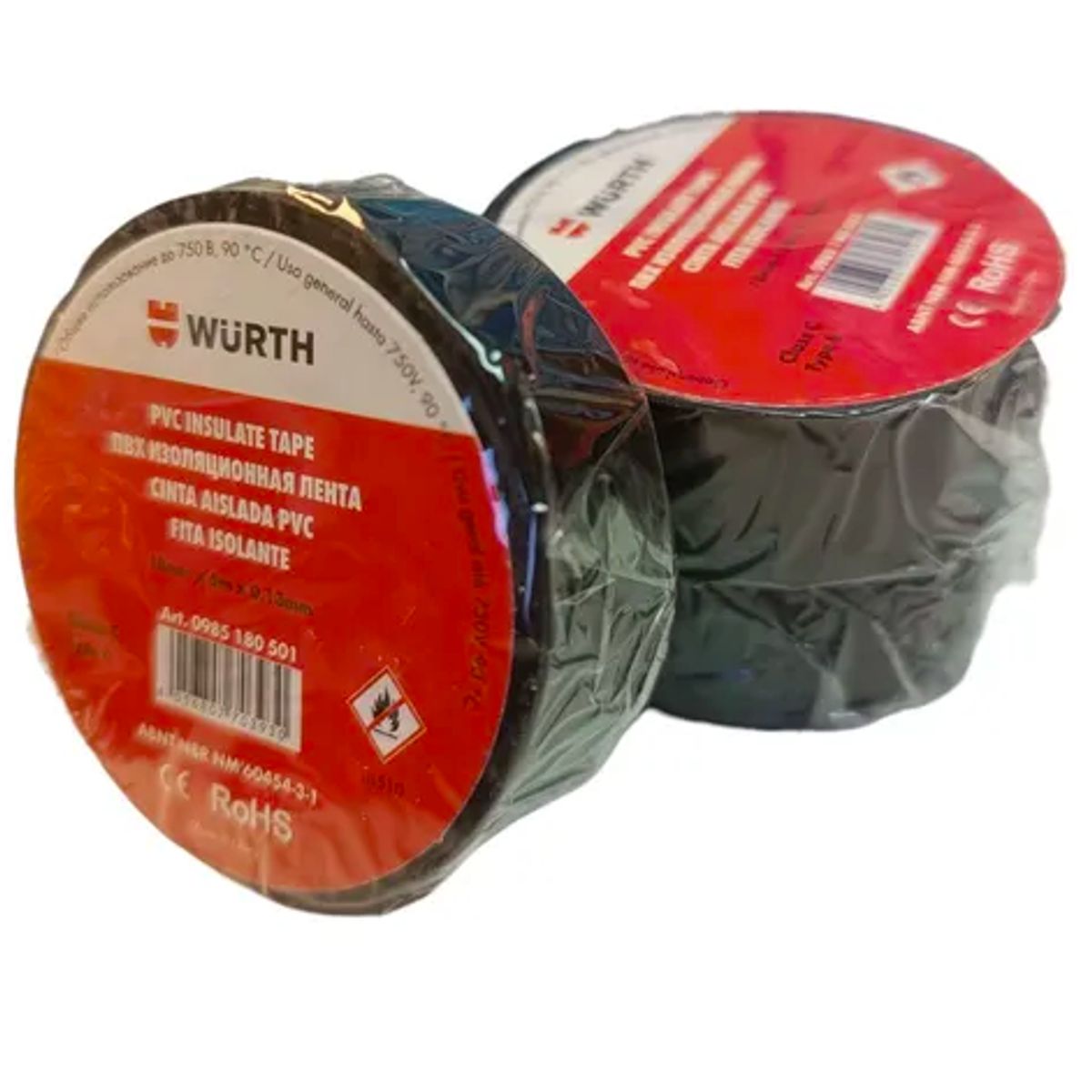 WURTH - Pack x3 Cinta Aislante Aisladora Wurth 18mm 5m 0,13 mm