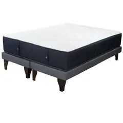 BLOCCARE - Cama Tradicional 2Plazas 200cm +Colchon Premium CIC +Pata Madera 20cm.