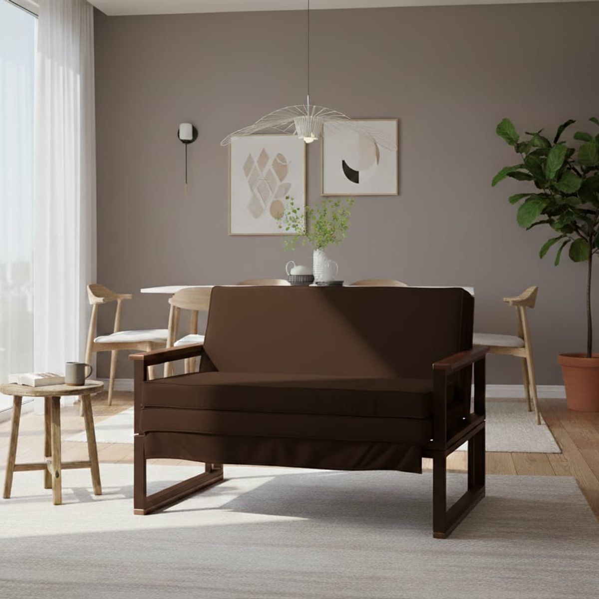 RECUTEX - SOFA FUTON FOLK 2PZA CHOCOLATE