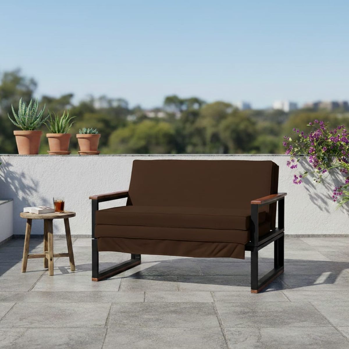 RECUTEX - SOFA FUTON FOLK 2PZA CHOCOLATE