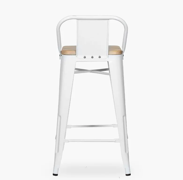 Taburete tolix asiento de madera 77cm Blanco