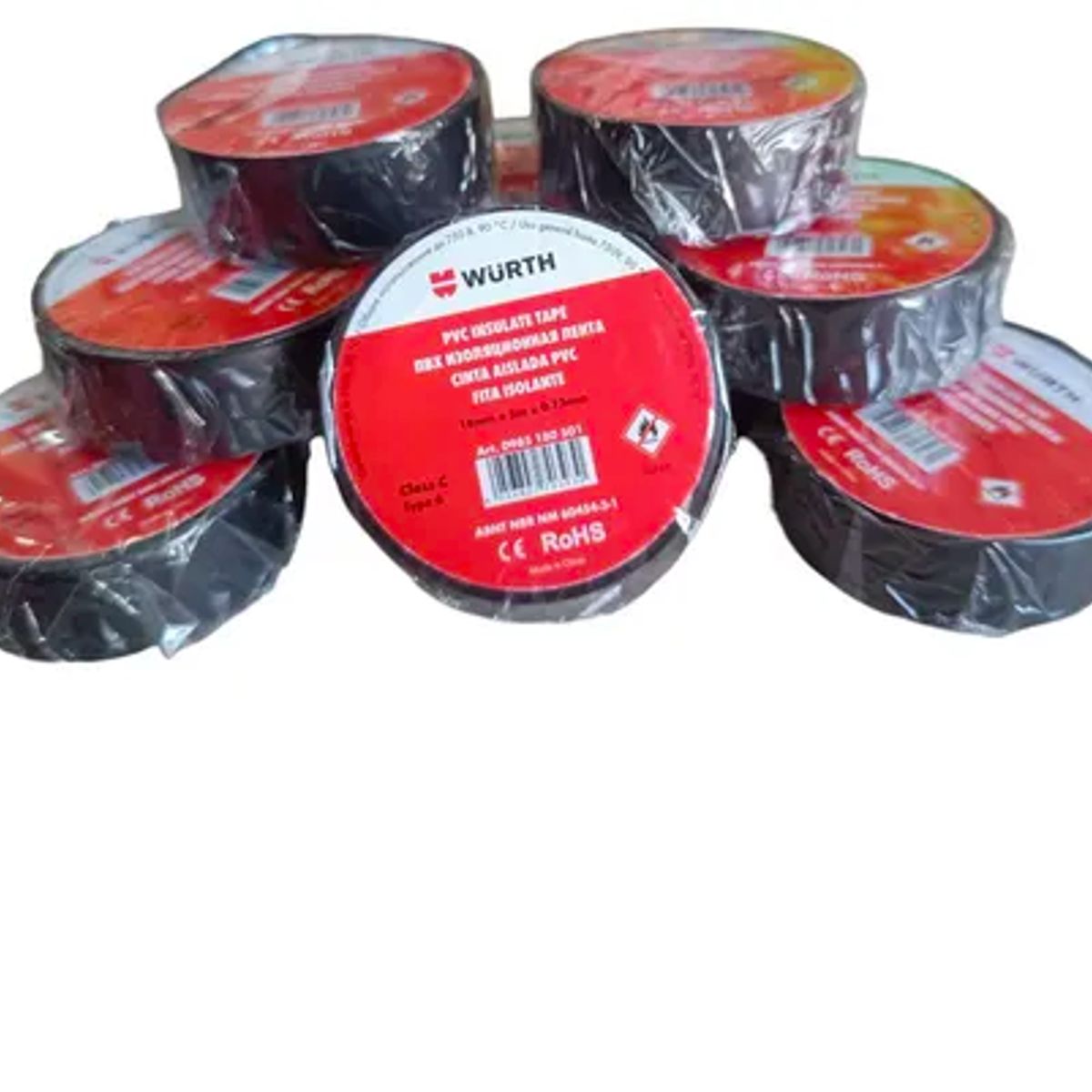 WURTH - Pack x10 Cinta Aislante Aisladora Wurth 18mm 5m 0,13 mm