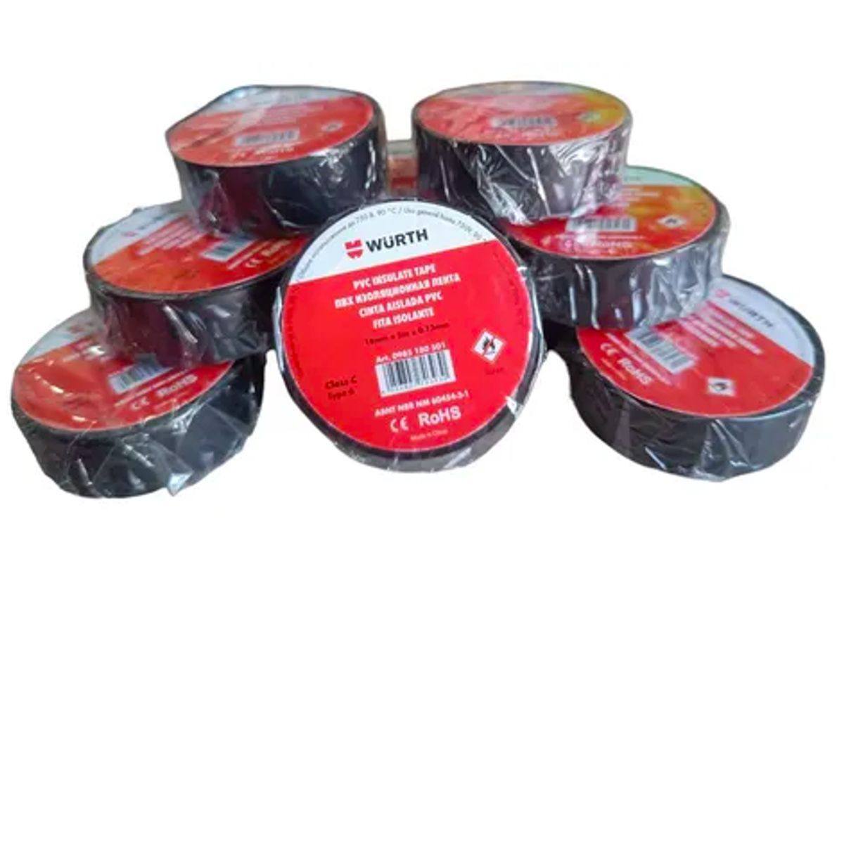WURTH - Pack x10 Cinta Aislante Aisladora Wurth 18mm 5m 0,13 mm