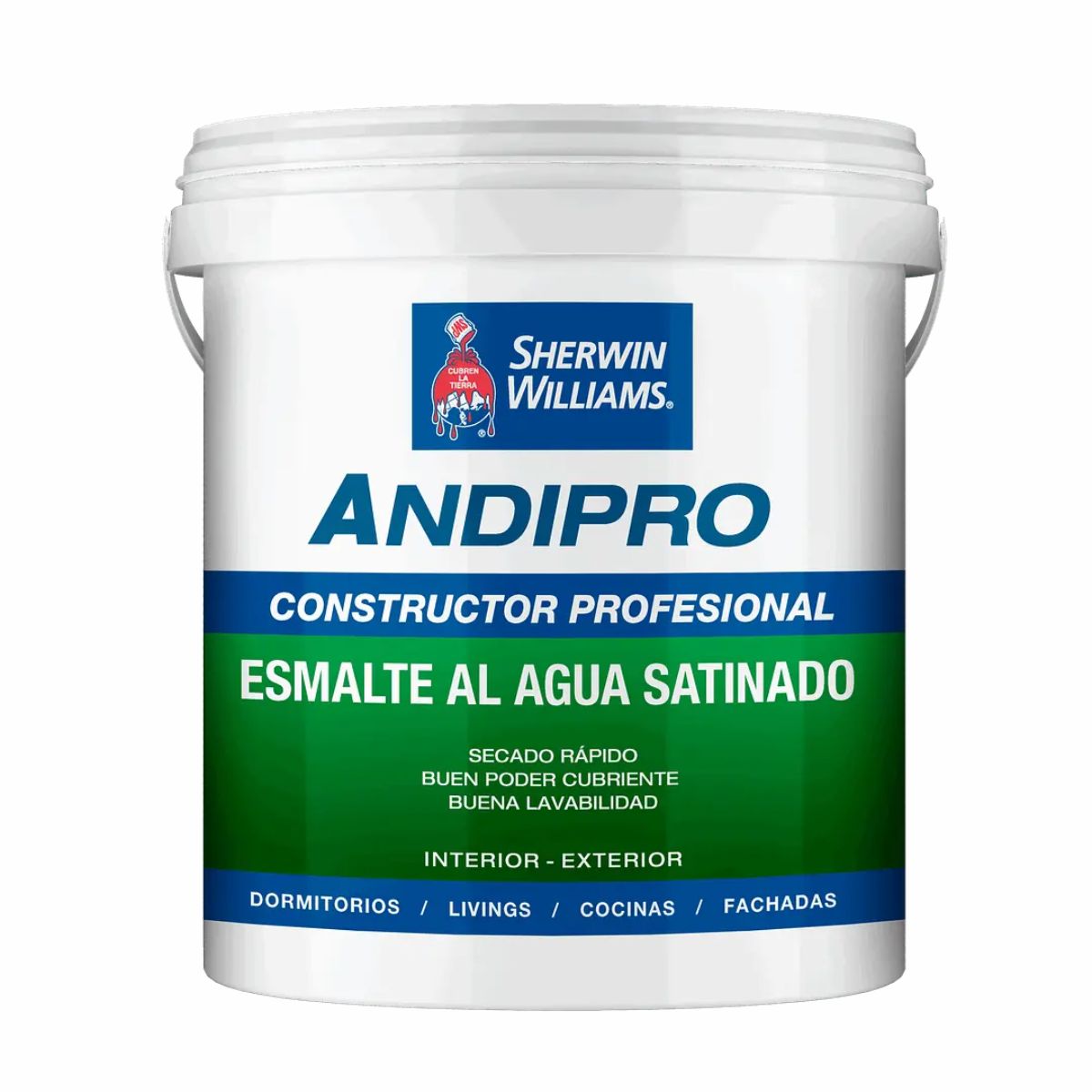 SHERWIN WILLIAMS - Esmalte Al Agua Andipro Satinado Blanco 4gl Sherwin Williams