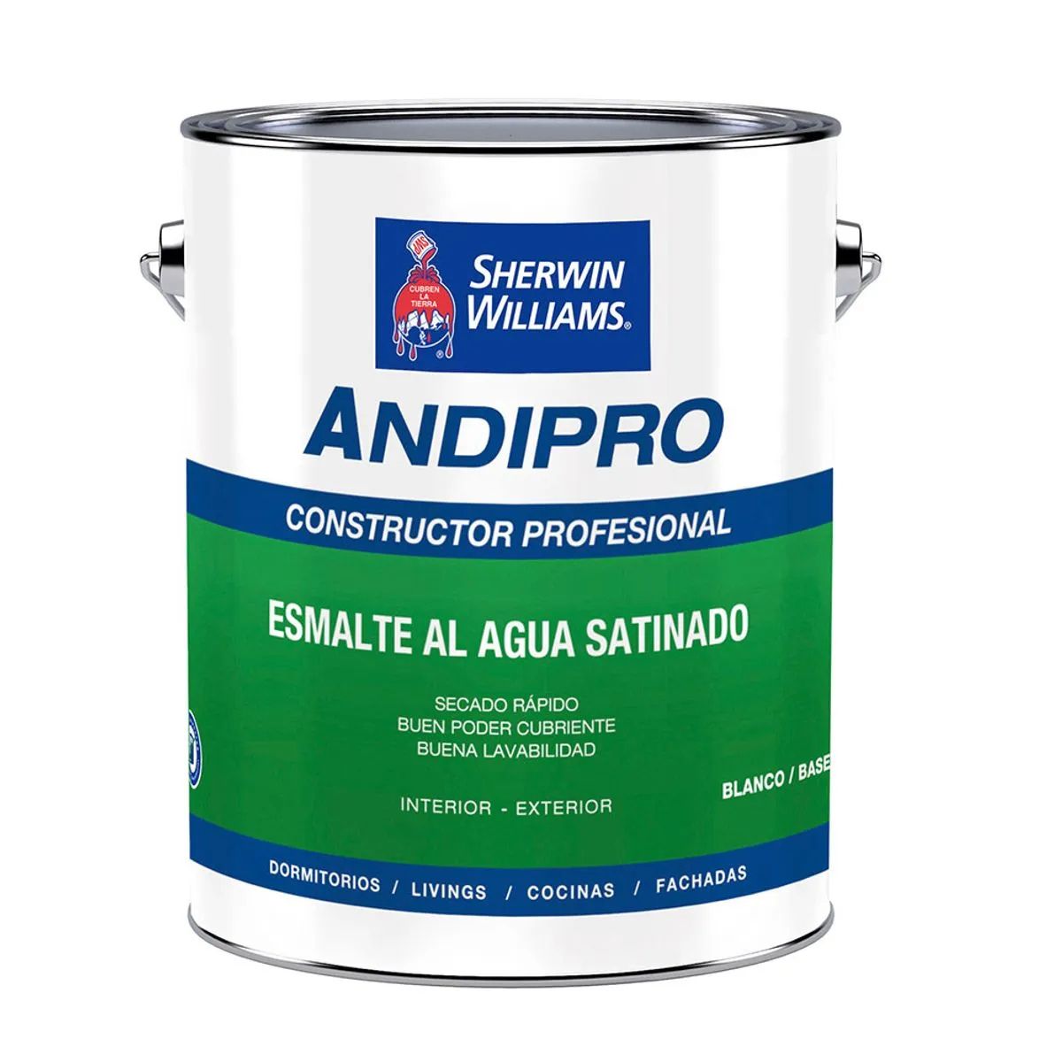 SHERWIN WILLIAMS - Esmalte Al Agua Andipro Satinado Blanco 1gl Sherwin Williams