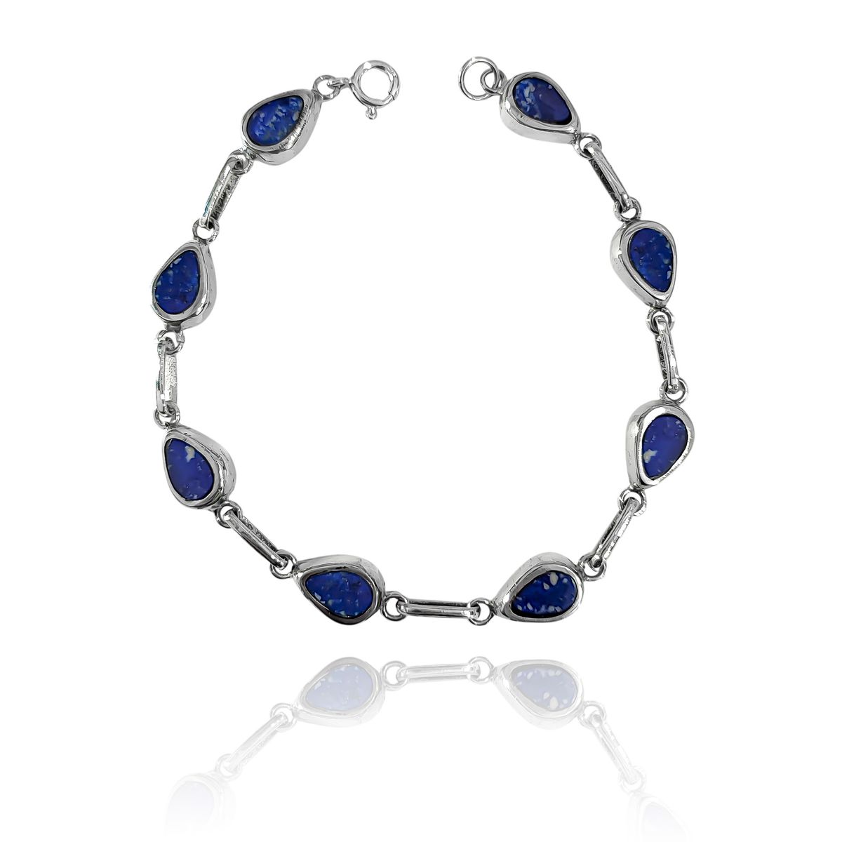 COGGIOLA - Pulsera Gota Bisel Lapislázuli Plata Fina 950