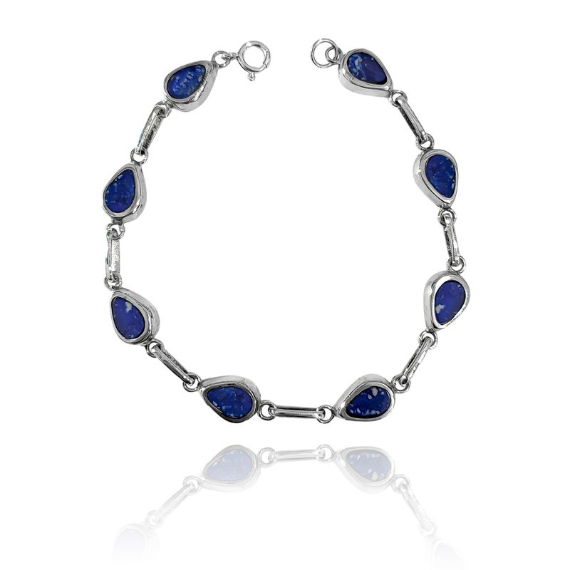ANDREA COGGIOLA JOYAS - Pulsera Gota Bisel Lapislázuli Plata Fina 950