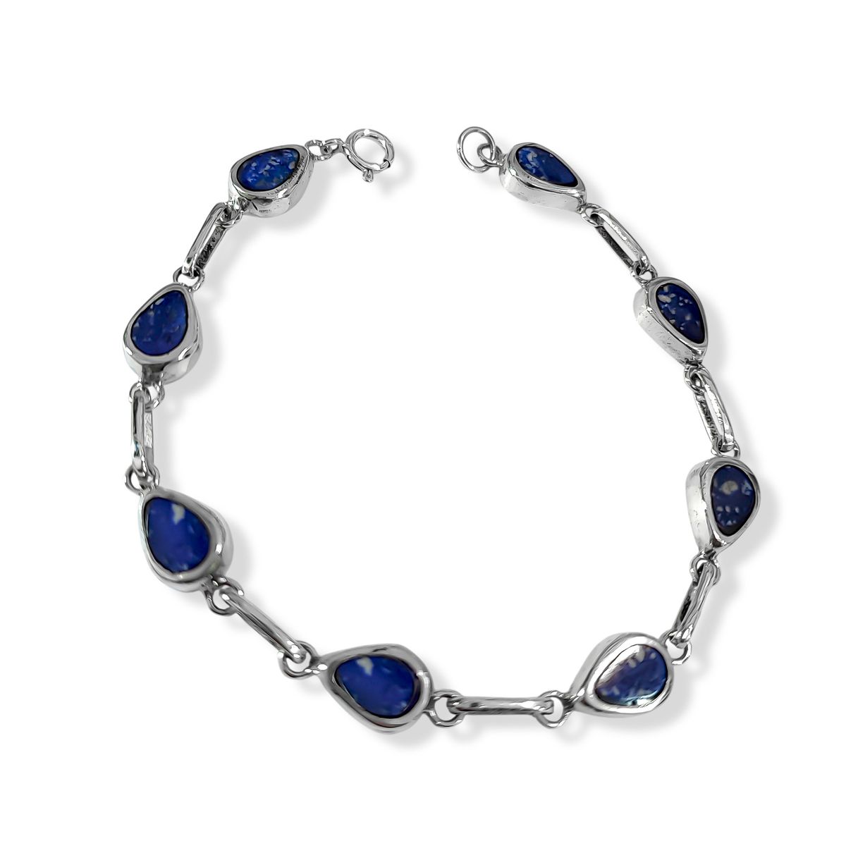 COGGIOLA - Pulsera Gota Bisel Lapislázuli Plata Fina 950