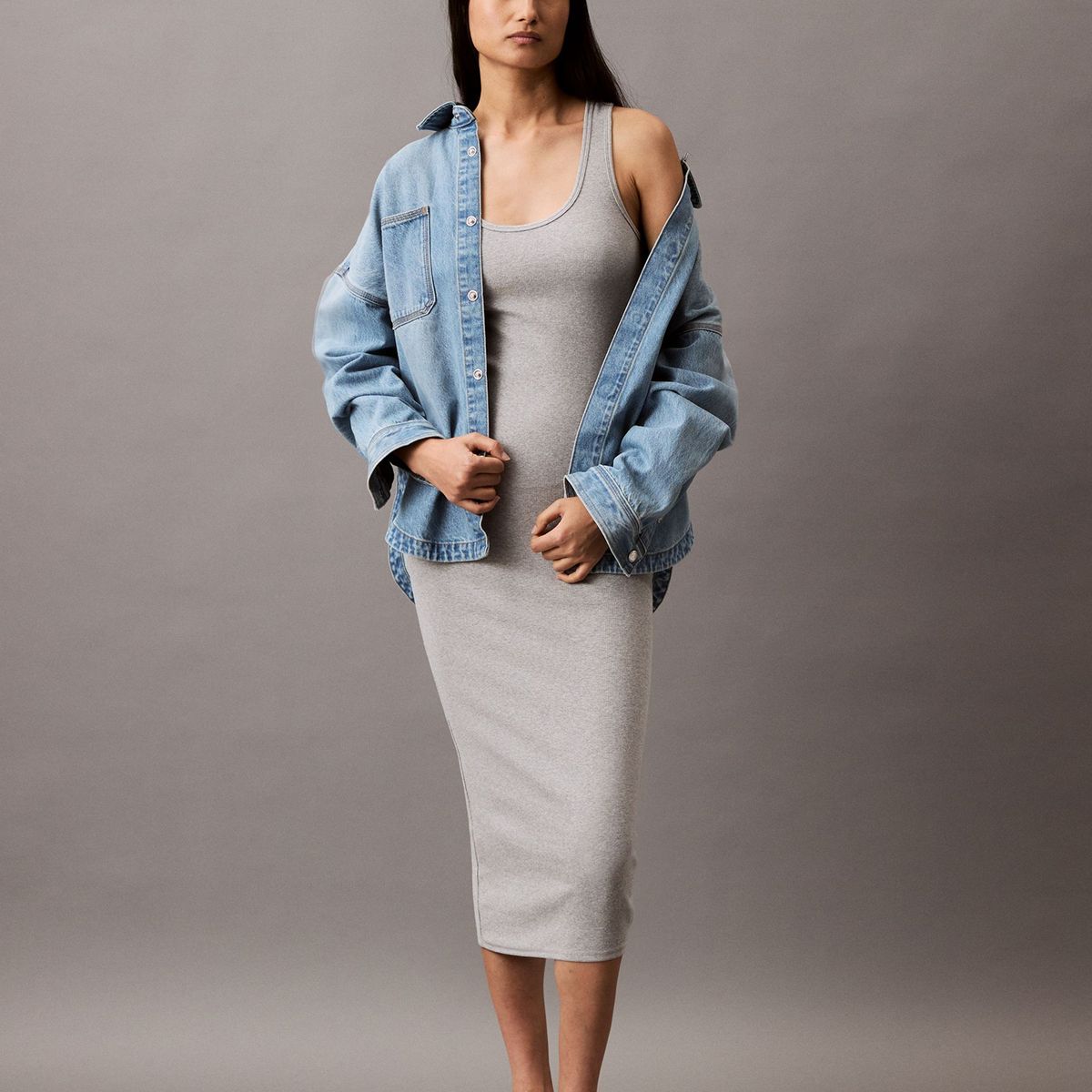 CALVIN KLEIN - Vestido Hero Contour Gris Calvin Klein