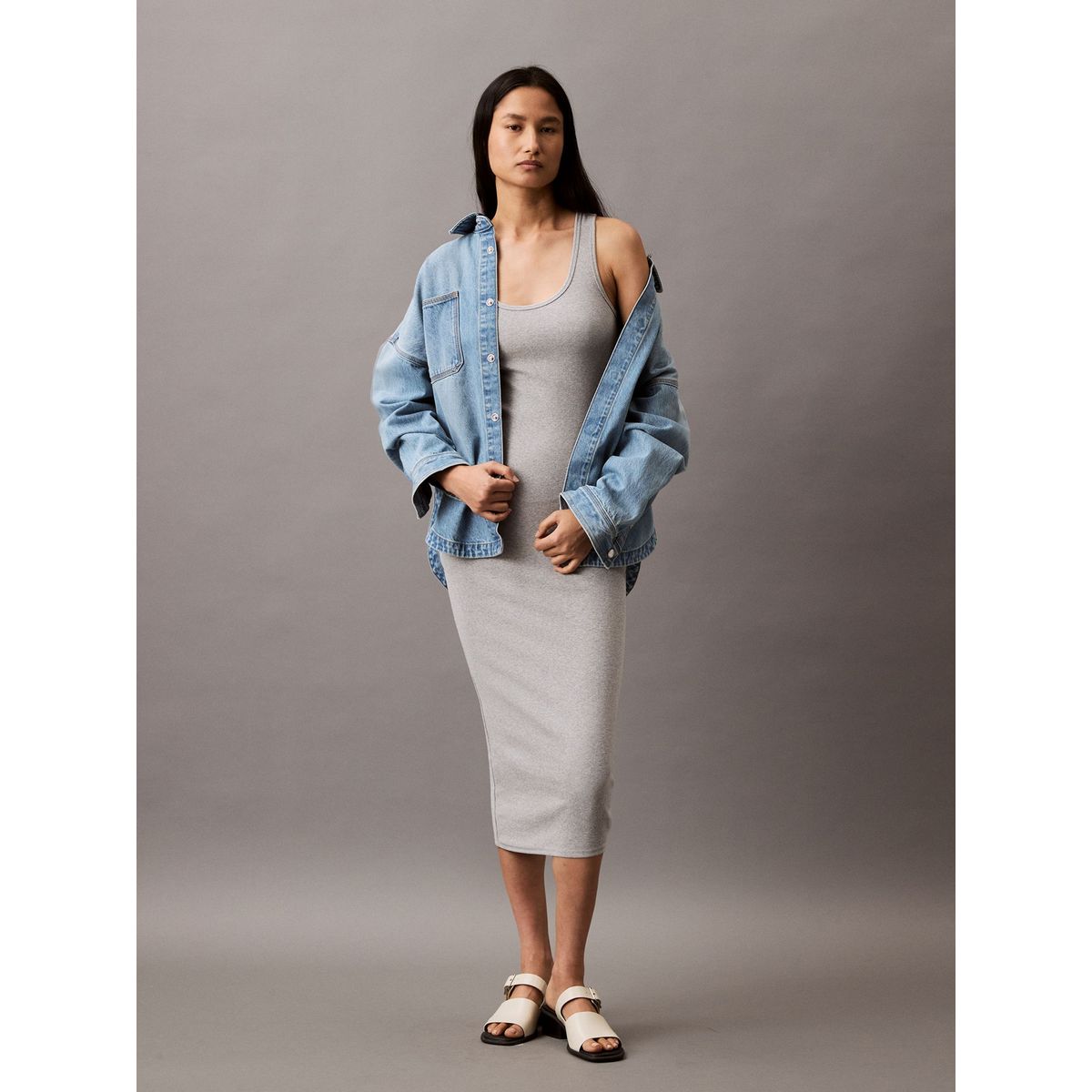 CALVIN KLEIN - Vestido Hero Contour Gris Calvin Klein