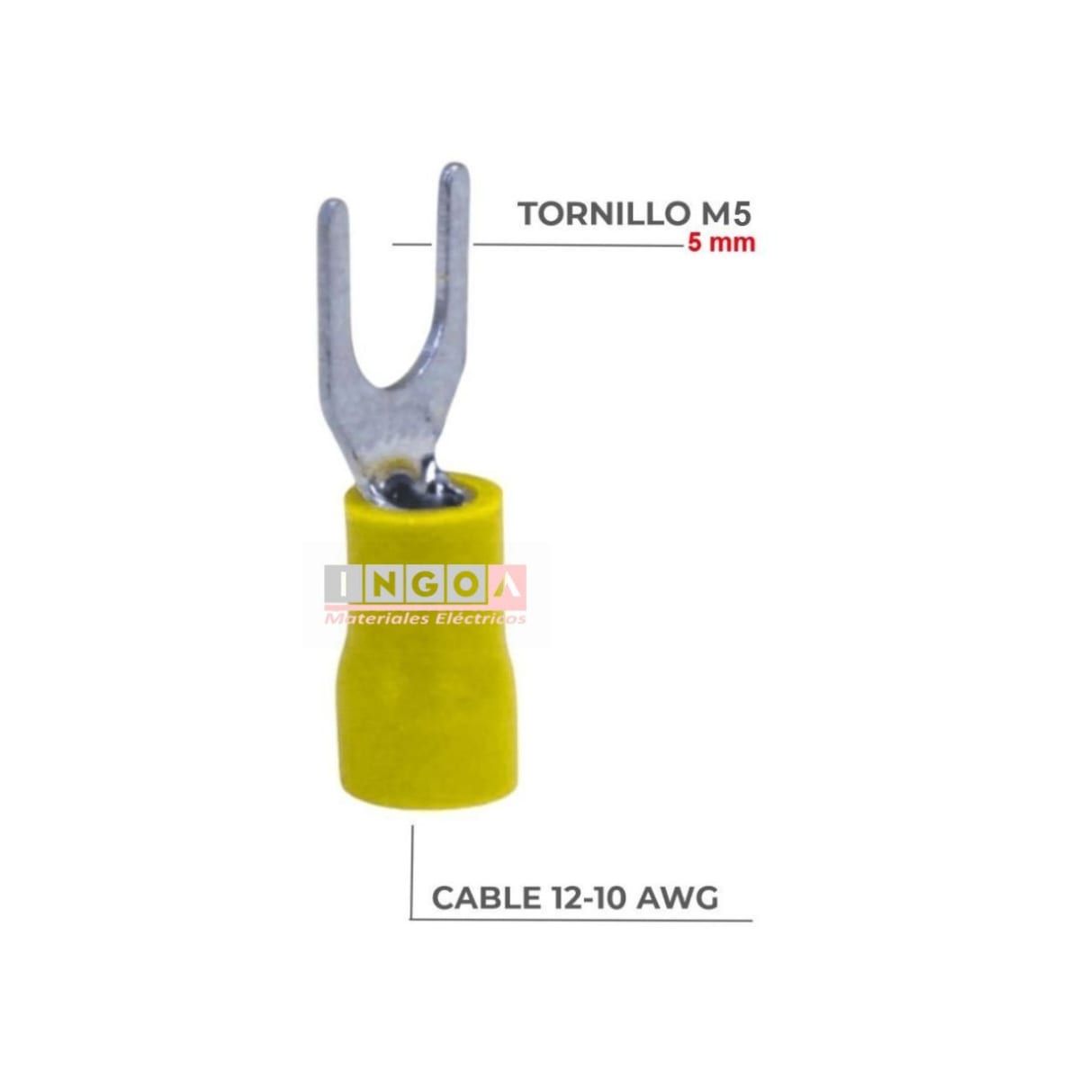 GENERICO - Terminal Horquilla 12-10 AWG Amarillo M5 100un