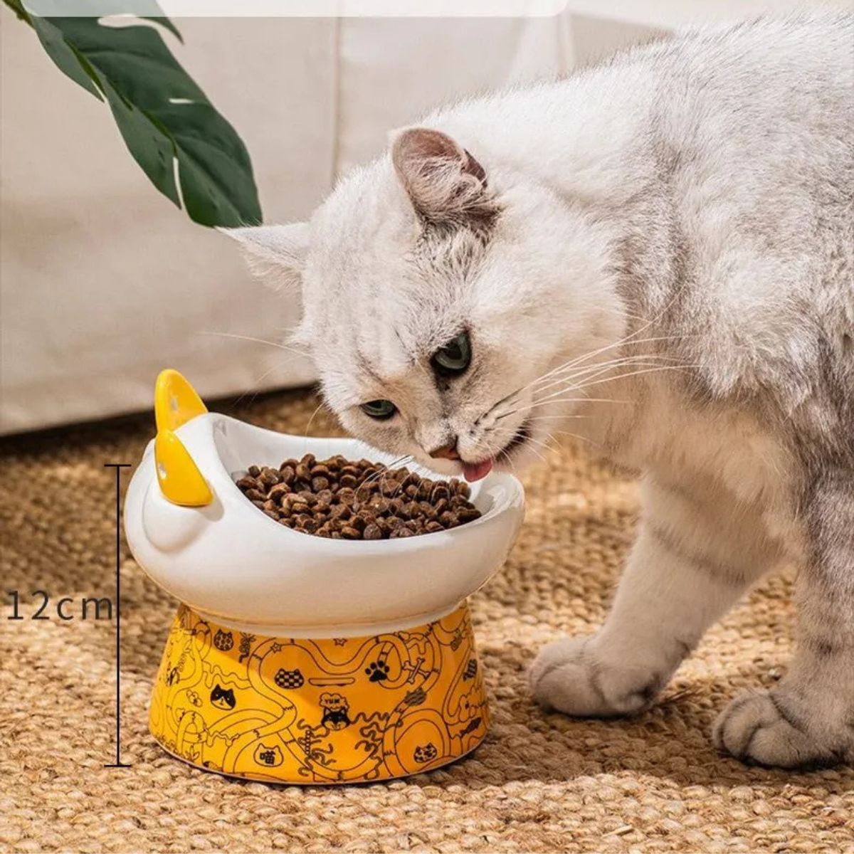 GENERICO - Plato Ceramica Orejas Tipo Cuchara Para Mascotas Amarillo