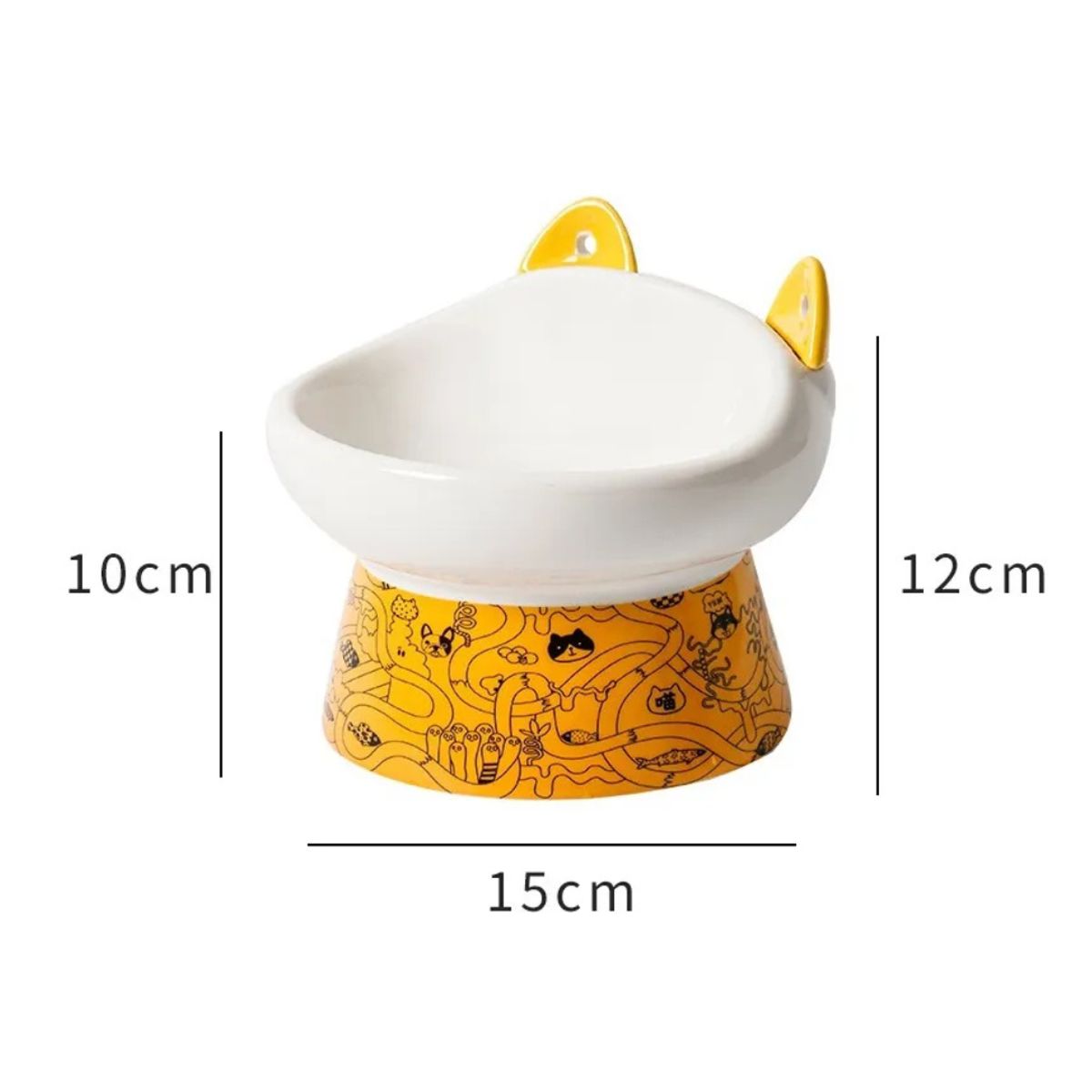 GENERICO - Plato Ceramica Orejas Tipo Cuchara Para Mascotas Amarillo