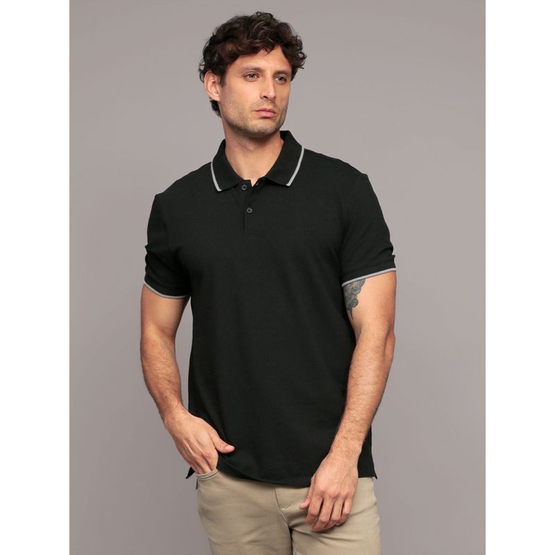 CALVIN KLEIN - Polo Stretch Solid Tipped Negro Calvin Klein
