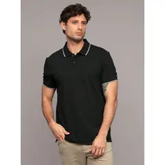 CALVIN KLEIN - Polo Stretch Solid Tipped Negro