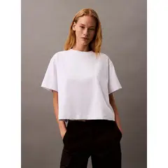 CALVIN KLEIN - Polera Cropped con Estampado Iridiscente Blanco