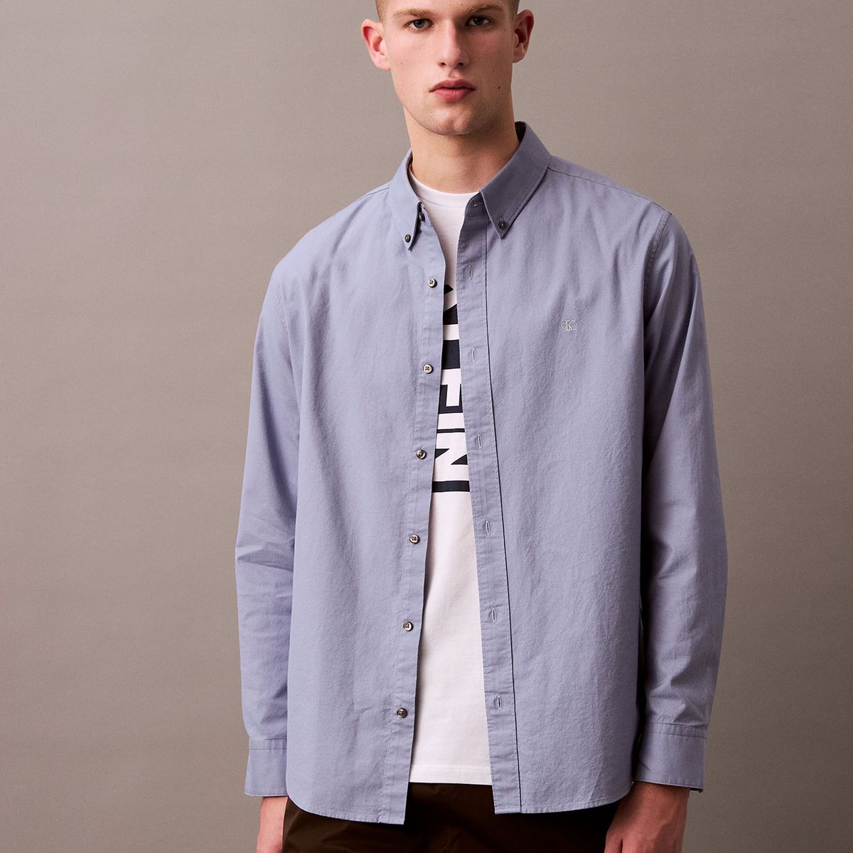 CALVIN KLEIN - Camisa Oxford Clásica Azul Calvin Klein