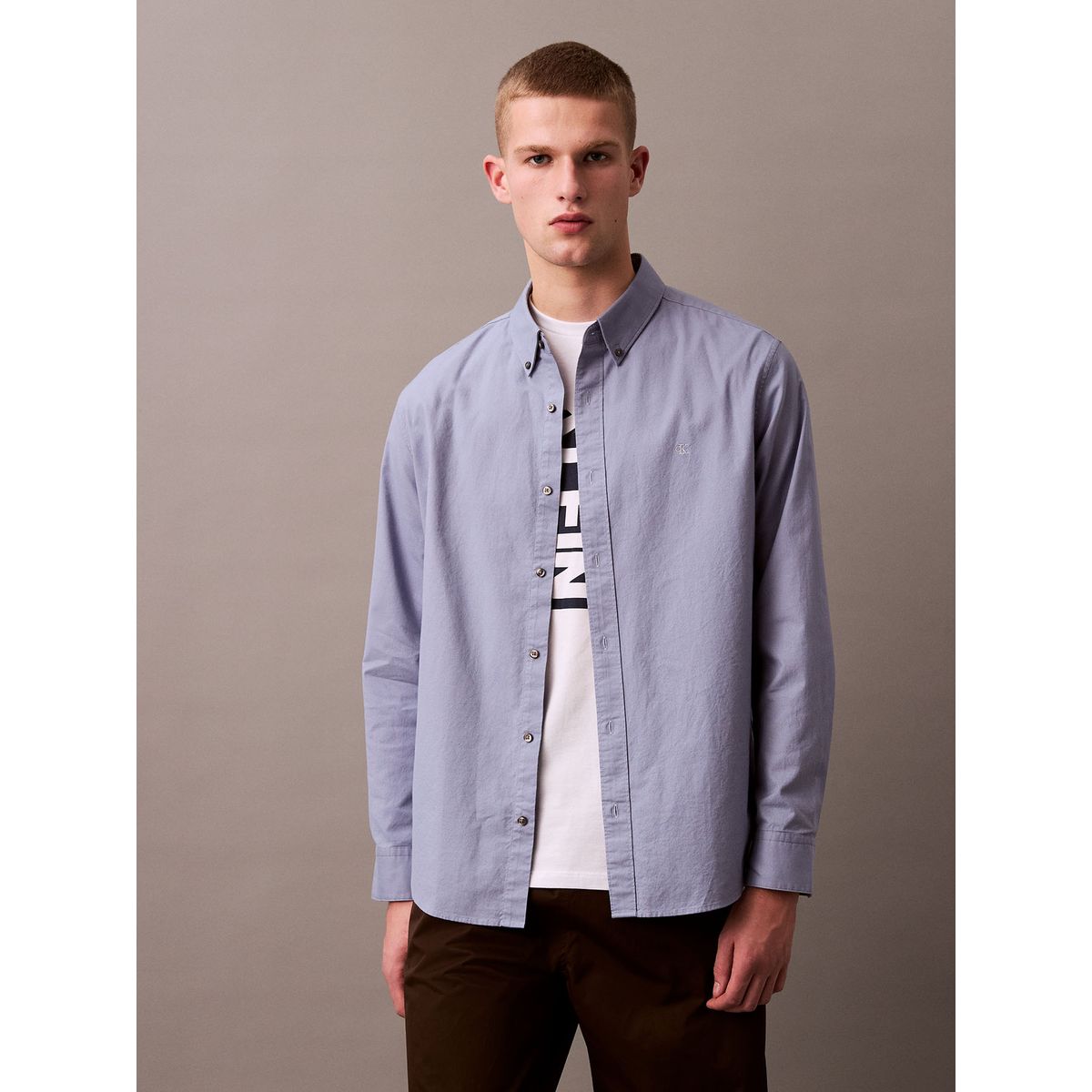 CALVIN KLEIN - Camisa Oxford Clásica Azul Calvin Klein