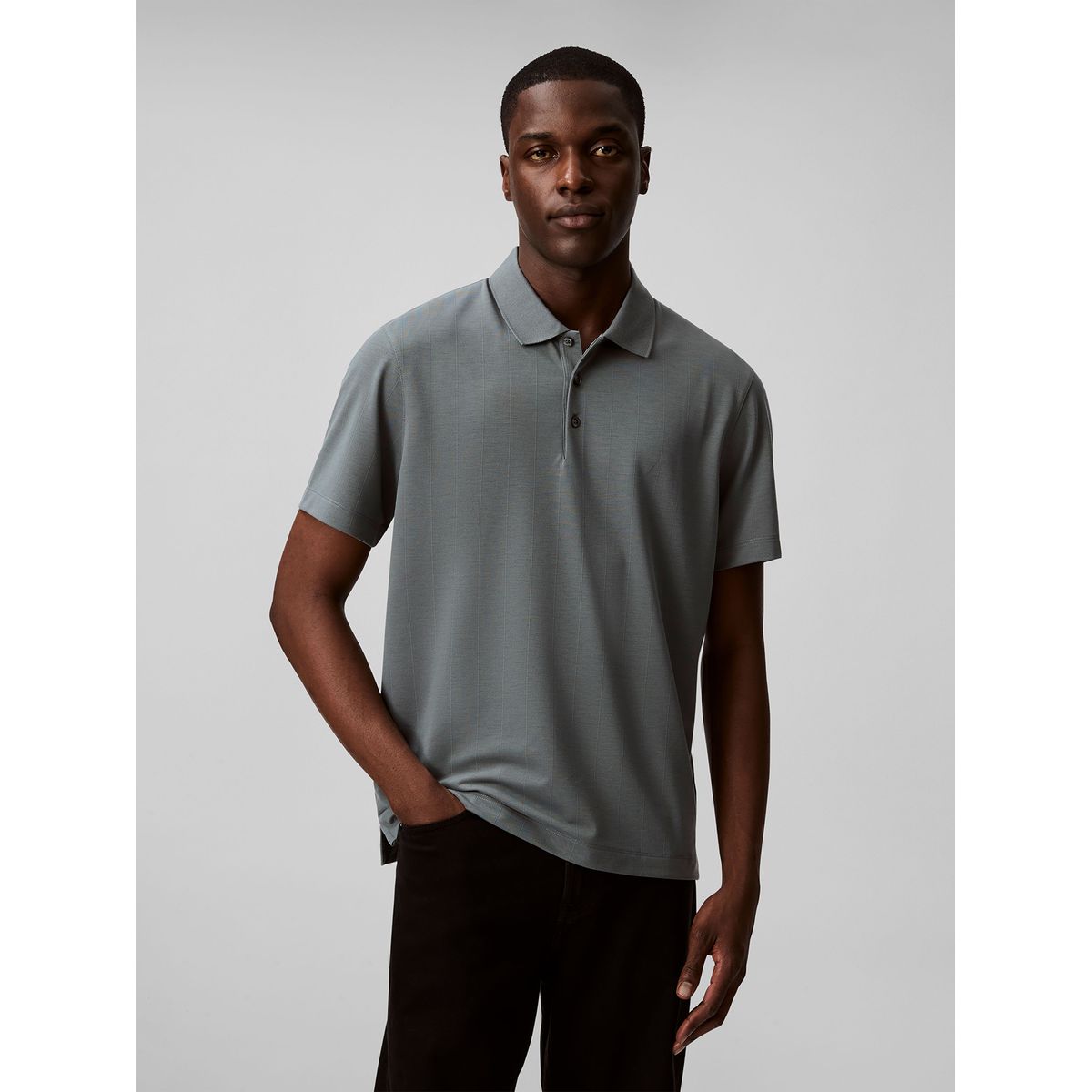 CALVIN KLEIN - Polo Elástico con Rayas Gris Calvin Klein