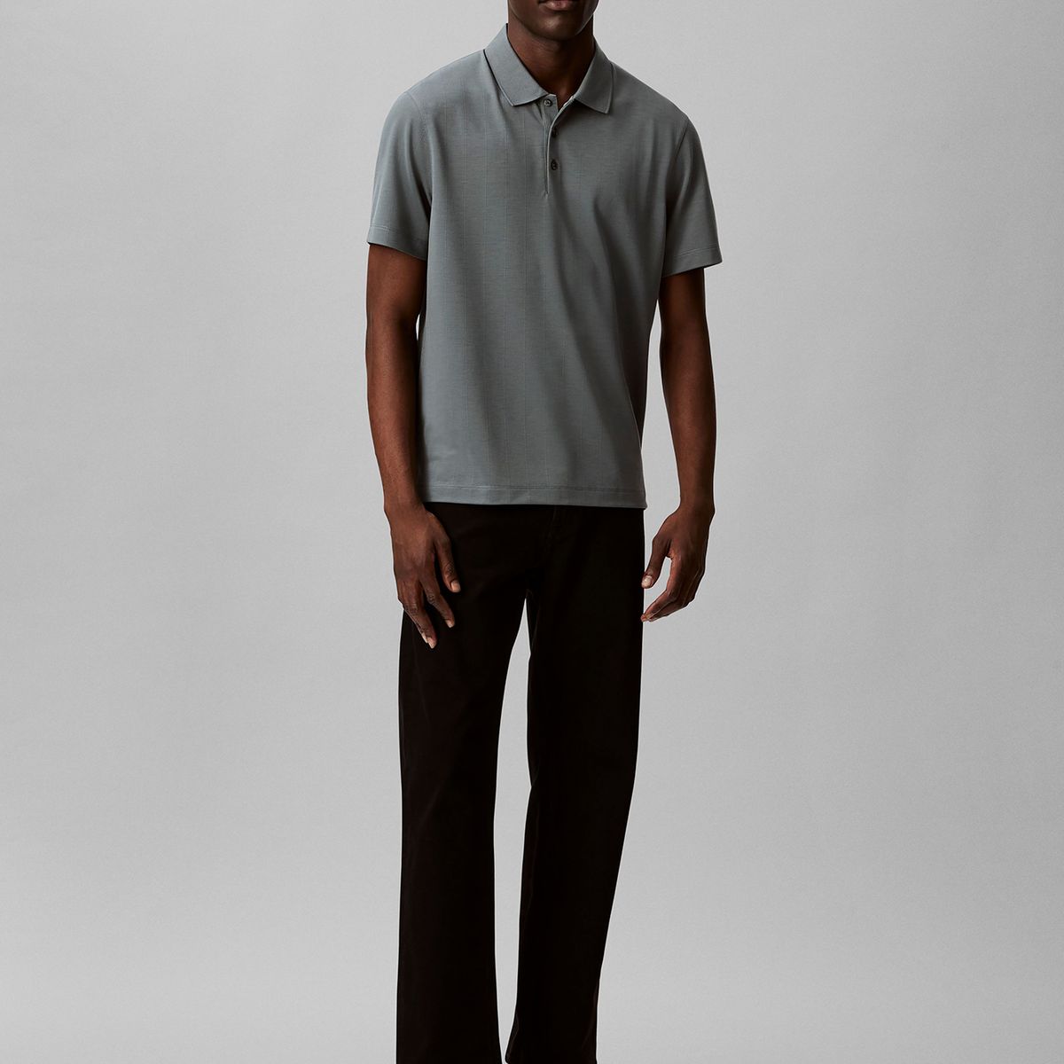 CALVIN KLEIN - Polo Elástico con Rayas Gris Calvin Klein