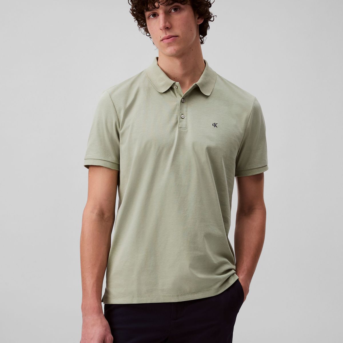 CALVIN KLEIN - Polo con Monograma Bordado Verde Calvin Klein