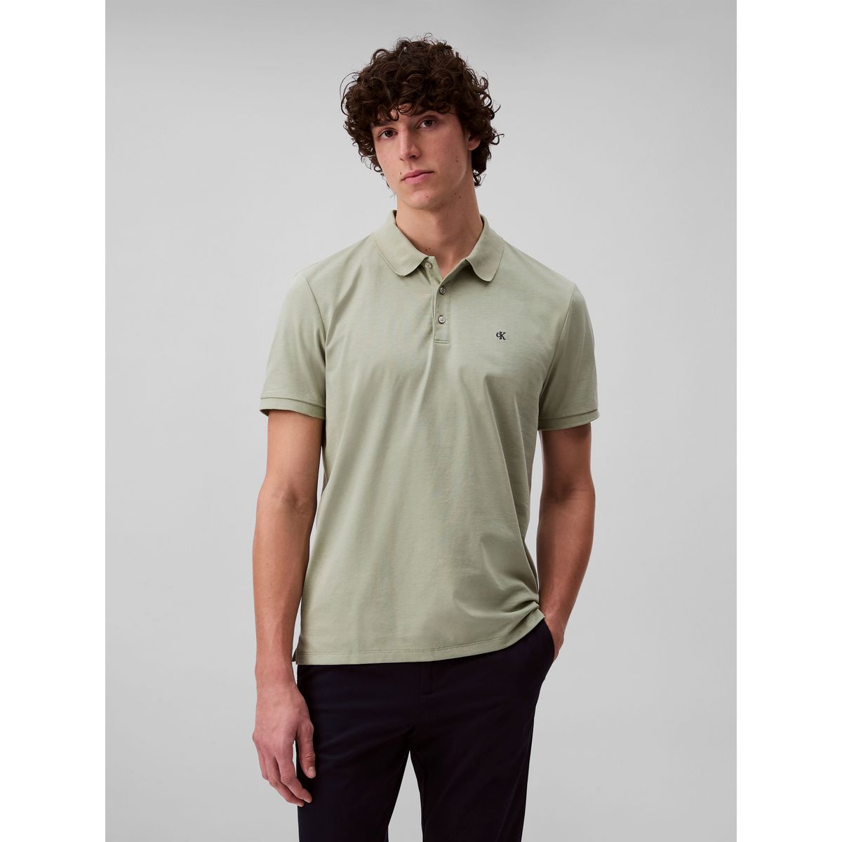 CALVIN KLEIN - Polo con Monograma Bordado Verde Calvin Klein